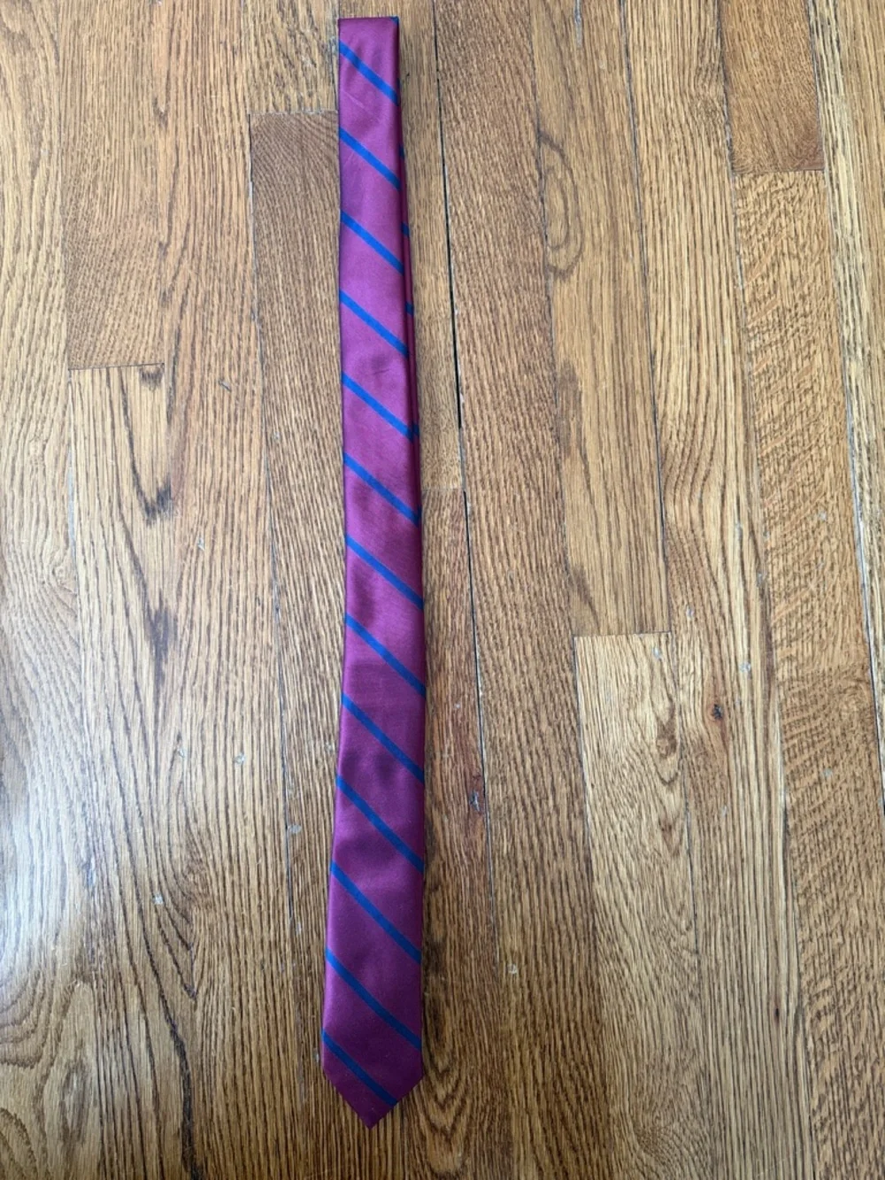 Tommy Hilfiger Burgundy Tie with Navy Diagonal Stripes